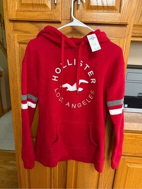 Hollister Red Pullover Hoodie with White Logo